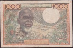 BATI AFRİKA DEVLETLERİ 1000 FRANK 1961 ÇOK TEMİZ (FİLDİŞİ SAHİLİ) Pick103A/b
