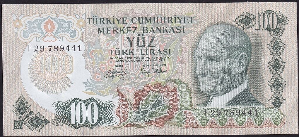 6.Emisyon 2.Tertip 100 Lira F29 789441 Çilaltı