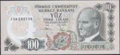 6.Emisyon 3.Tertip 100 Lira J38 193738 Çil