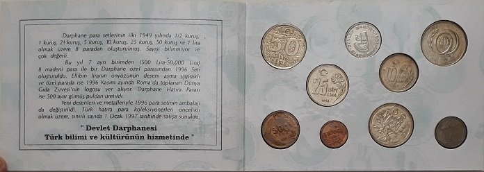 1996 DARPHANE TEDAVÜL SETİ eski para