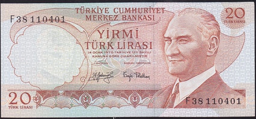 6.Emisyon 3.Tertip 20 Lira F38 110401 Çilaltı