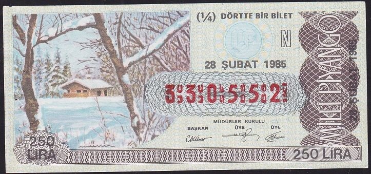 1985 28 Şubat Çeyrek Bilet - N Serisi