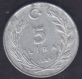 1985 Yılı 5 Lira Temiz