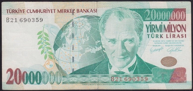 7.EMİSYON 20 000 000 LİRA B21 690359 ÇOK TEMİZ