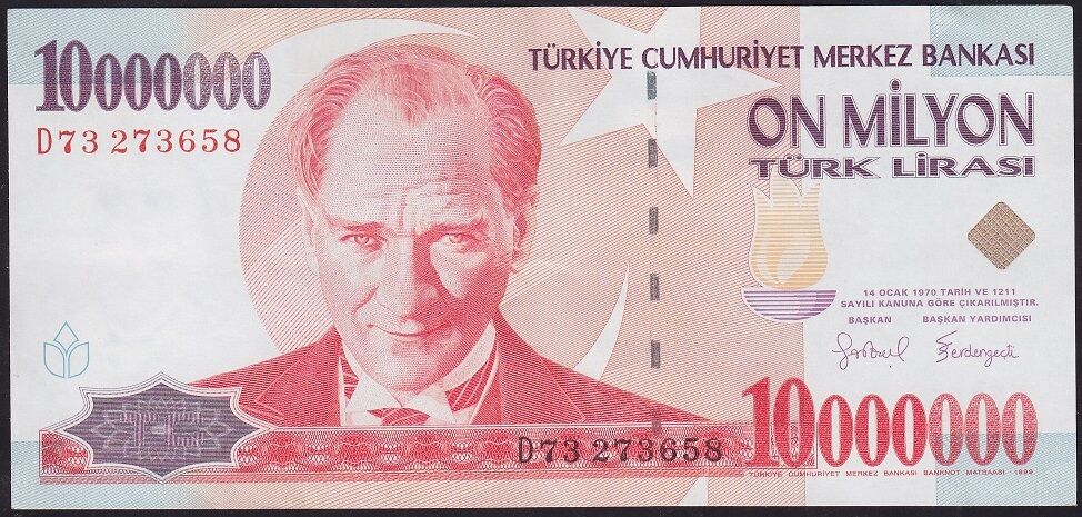 7.Emisyon 10.000.000 Lira D73 273658 Çok Çok Temiz+