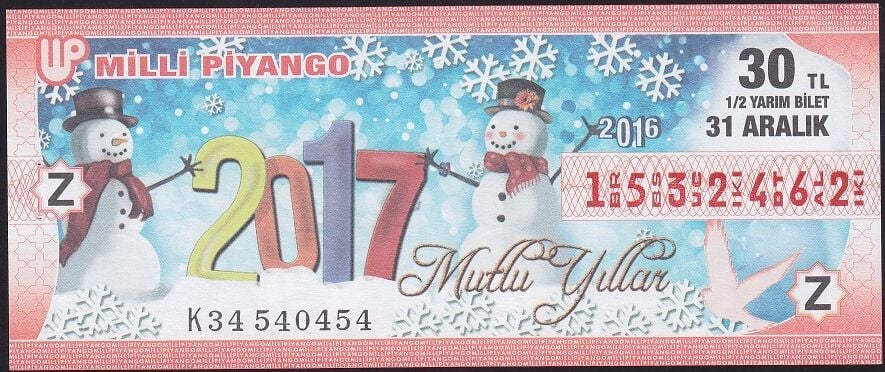 2016 31 Aralık Yarım Bilet - Z Serisi