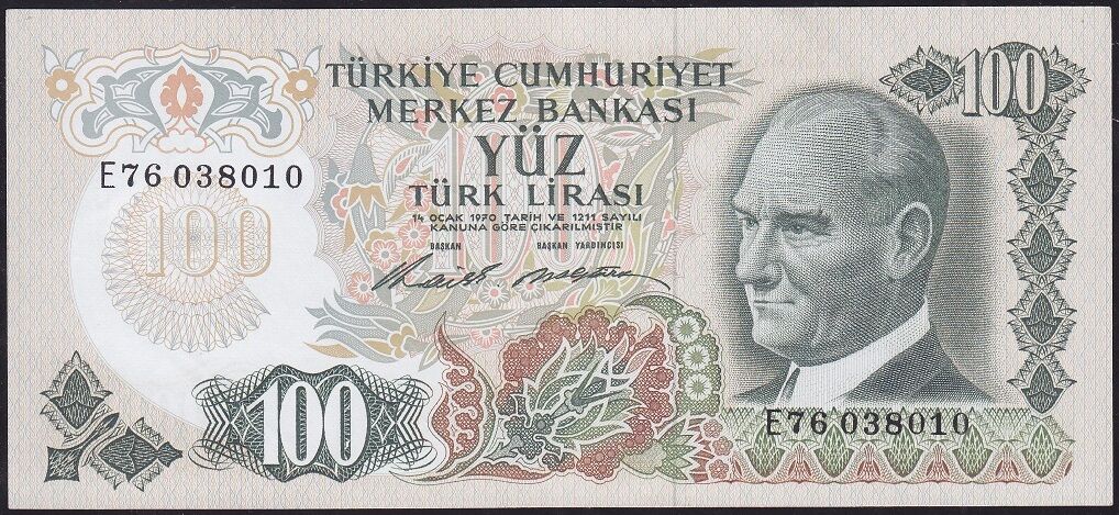 6.Emisyon 1.Tertip 100 Lira E76 038010 Çilaltı