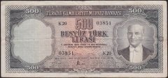 5.Emisyon 2.Tertip 500 Lira K20 03851 Çok Temiz