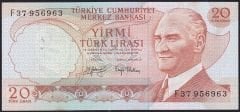 6.Emisyon 3.Tertip 20 Lira F37 956963 Çil