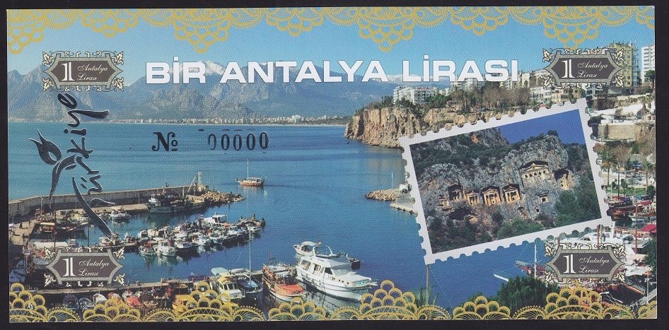 ÖZEL BASKI 1 ANTALYA LİRASI - HOLOGRAMLI - EMNİYET ŞERİTLİ