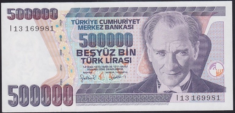 7.EMİSYON 4.TERTİP 500000 LİRA I13 169981 ÇİLALTI ÇİL