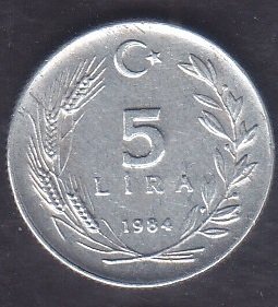 1984 Yılı 5 Lira Çok Temiz