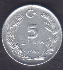 1984 Yılı 5 Lira Çok Temiz