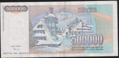 Yugoslavya 500000 Dinar 1993 Çok Temiz+