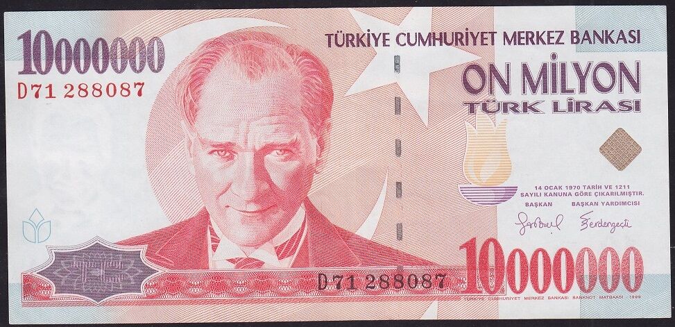 7.Emisyon 10.000.000 Lira D71 288087 Çok Çok Temiz+