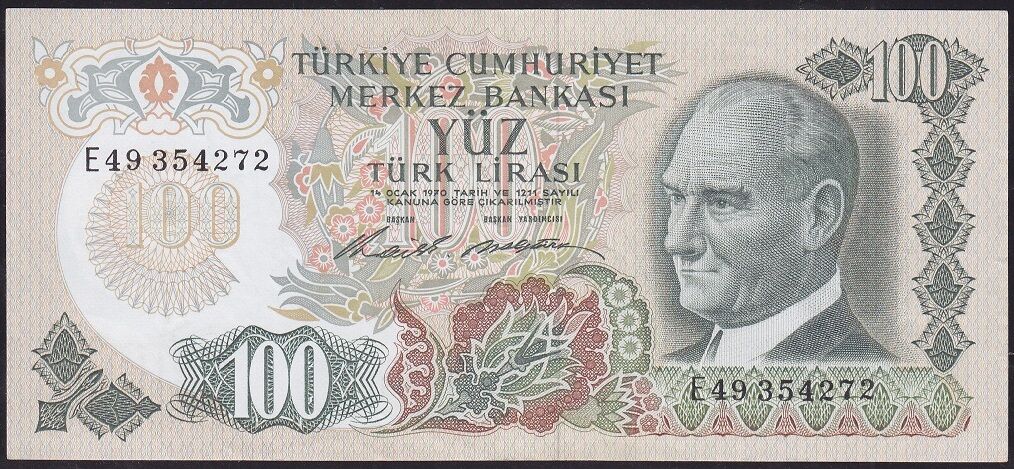 6.Emisyon 1.Tertip 100 Lira E49 354272 Ççt Çilaltı