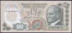 6.Emisyon 1.Tertip 100 Lira E49 354272 Ççt Çilaltı