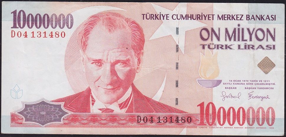 7.Emisyon 10 000 000 Lira D04 131480 Çok Temiz+