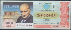 1992 9 Kasım Yarım Bilet - Z Serisi