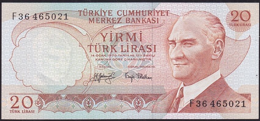 6.Emisyon 3.Tertip 20 Lira F36 465021 Çilaltı