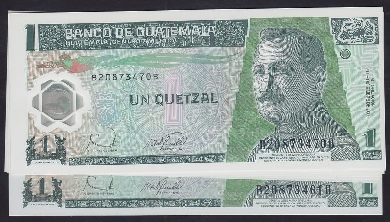 GUATEMALA 1 QUETZAL 2006 ÇİL POLYMER - 10 ADET SERİ TAKİPLİ