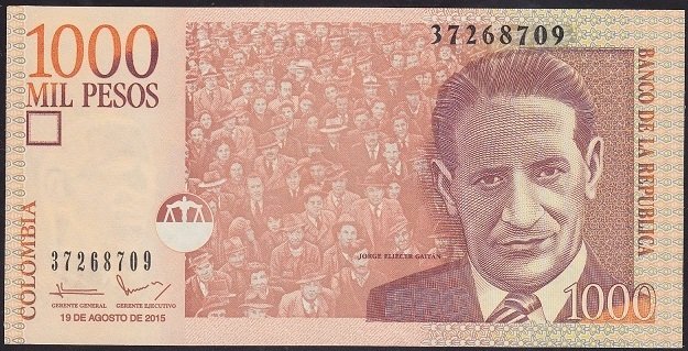 KOLOMBİYA 1000 PESO 2015 ÇİL