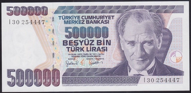 7.EMİSYON 4.TERTİP 500000 LİRA I30 254447 ÇİL