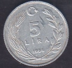1986 Yılı 5 Lira Temiz