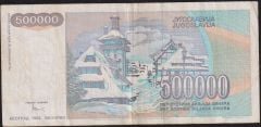 Yugoslavya 500000 Dinar 1993 Çok Temiz