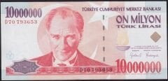 7.Emisyon 10000000 Lira D70 793653 Ççt Çilaltı