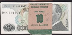 7.Emisyon 2.Tertip 10 Lira D44 Deste ( 100 adet ) Tam sıralı Çil