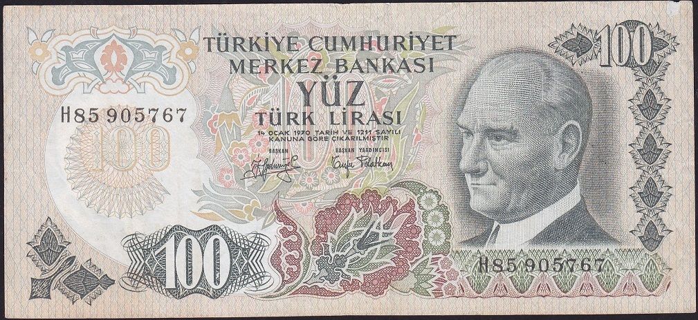 6.Emisyon 2.Tertip 100 Lira H85 905767 Çok Temiz