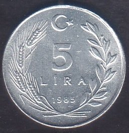 1985 Yılı 5 Lira Çilaltı Çil