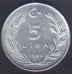 1985 Yılı 5 Lira Çilaltı Çil