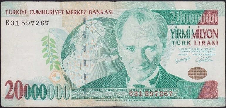 7.EMİSYON 20 000 000 LİRA B31 597267 ÇOK TEMİZ