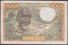 BATI AFRİKA DEVLETLERİ 1000 FRANK 1959 ÇOK TEMİZ (FİLDİŞİ SAHİLİ) Pick103A/? farklı imza