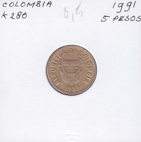 Kolombiya 5 Pesos 1991