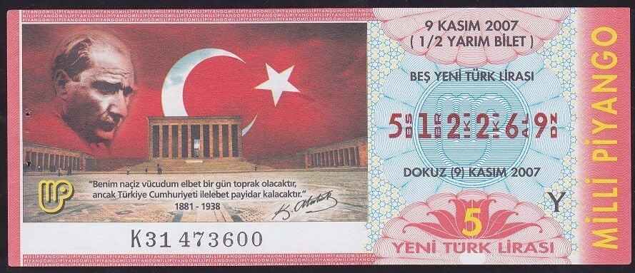 2007 9 Kasım Yarım Bilet - Y Serisi