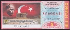 2007 9 Kasım Yarım Bilet - Y Serisi