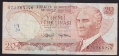 6.EMİSYON 3.TERTİP 20 LİRA G74 365278 TEMİZ eski para mezat