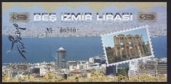ÖZEL BASKI 5 İZMİR LİRASI - HOLOGRAMLI - EMNİYET ŞERİTLİ