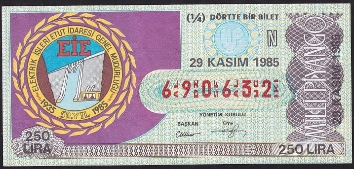 1985 29 Kasım Çeyrek Bilet - N Serisi