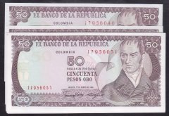 KOLOMBİYA 50 PESOS ORO 1986 ÇİL - 10 ADET SERİ TAKİPLİ
