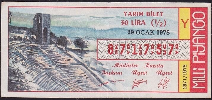 1978 29 Ocak Yarım Bilet - Y Serisi