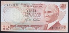 6.EMİSYON 3.TERTİP 20 LİRA G71 692179 ÇİLALTI ÇİL
