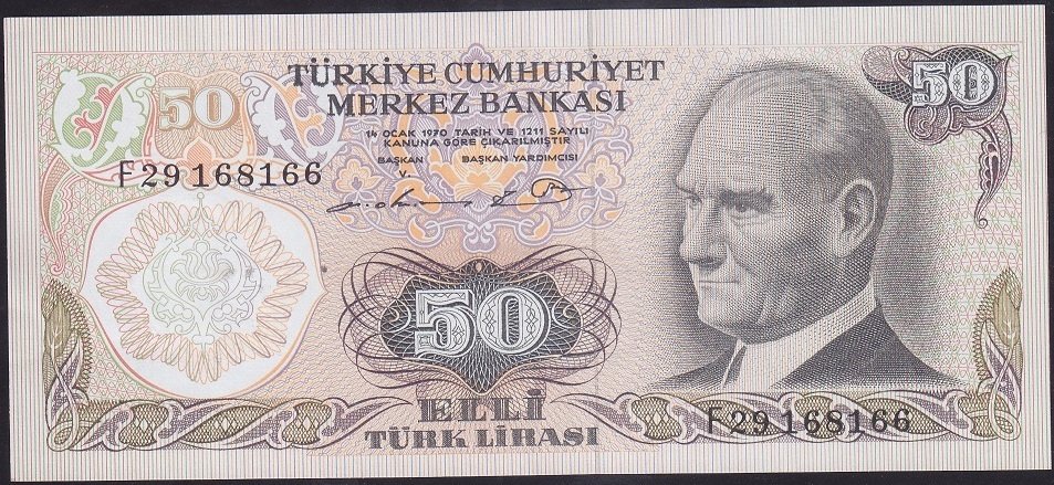 6.EMİSYON 1.TERTİP 50 LİRA F29 168166 ÇİLALTI