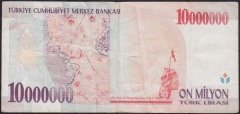 7.EMİSYON 10 000 000 LİRA B66 392333 ÇOK TEMİZ