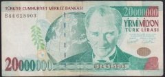 7.EMİSYON 20 000 000 LİRA B44 615903 ÇOK TEMİZ