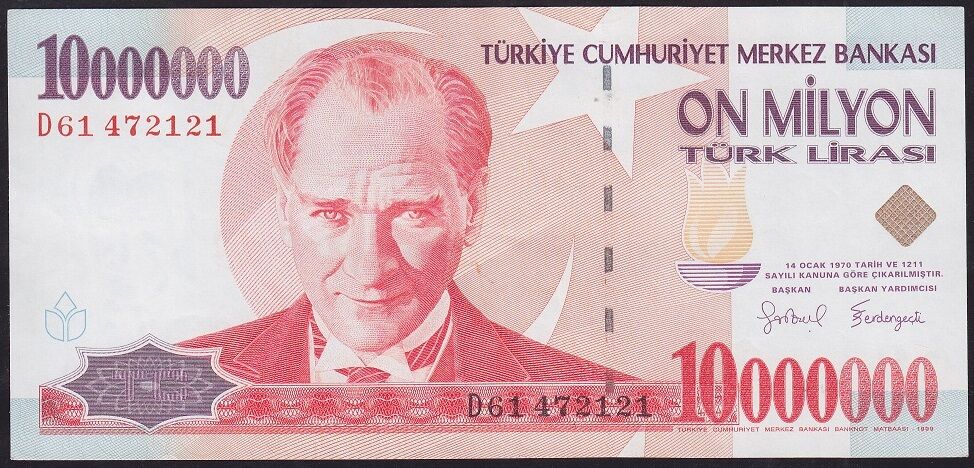 7.Emisyon 10.000.000 Lira D61 472121 Çok Çok Temiz