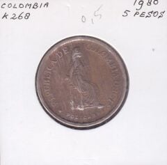 Kolombiya 5 Pesos 1980